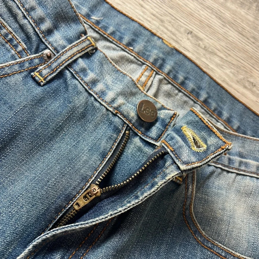 Lee Zed Jeans Mens 32x32 Blue Distressed Straight Leg Denim Medium Wash Cotton